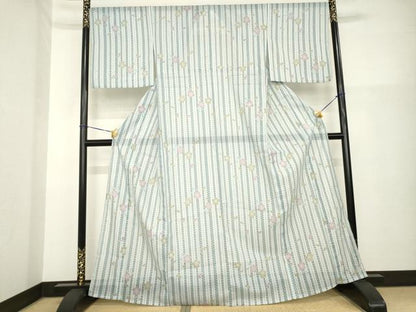 平和屋着物＊夏物 小紋 絽 舞桜文 洗える着物 AABG9663ck