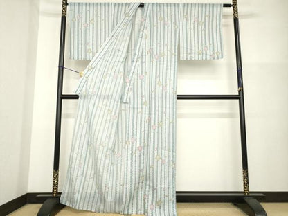 平和屋着物＊夏物 小紋 絽 舞桜文 洗える着物 AABG9663ck