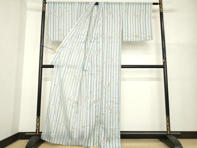 平和屋着物＊夏物 小紋 絽 舞桜文 洗える着物 AABG9663ck