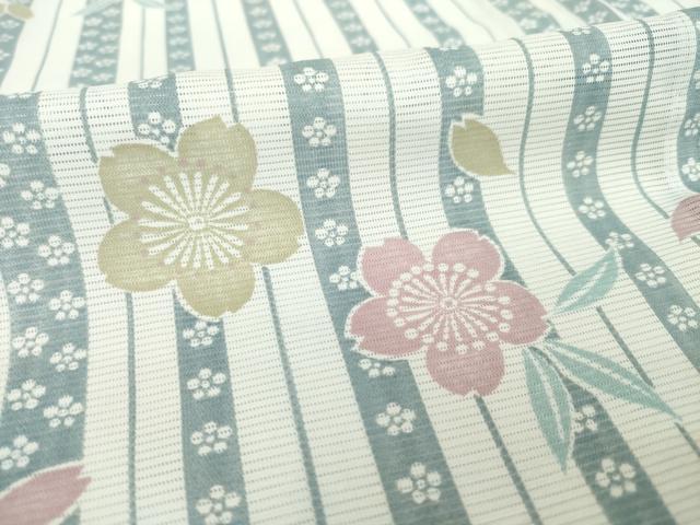 平和屋着物＊夏物 小紋 絽 舞桜文 洗える着物 AABG9663ck
