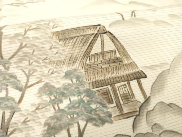 平和屋着物＊夏物 訪問着 絽 手描き 風景文 洗える着物 AABG9665ck