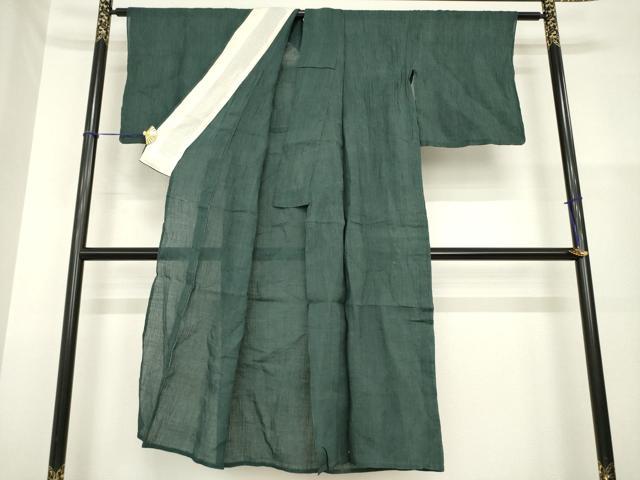 平和屋着物＊夏物 小千谷ちぢみ 色無地 仙斎茶色 麻 逸品 AABG9666ck