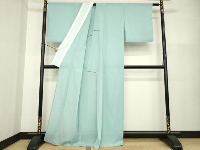 平和屋着物＊夏物　色無地　絽　千草色　洗える着物　AABG9667ck