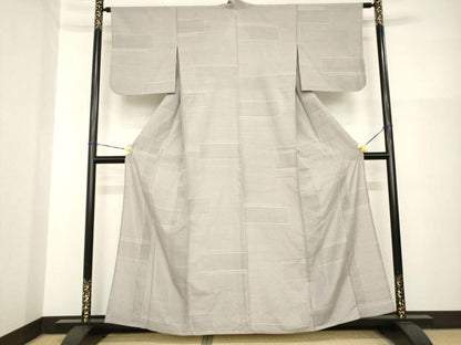 平和屋着物▽本場大島紬 単衣 白大島 9マルキ 150亀甲 段違い文様 正絹 逸品 AABG9676ck