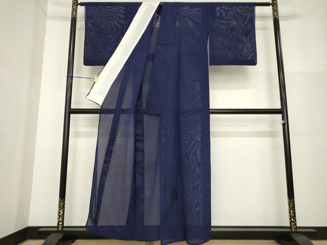平和屋着物＊夏物 色無地 源氏香紋絽 青褐色 正絹 逸品 AABG9679ck