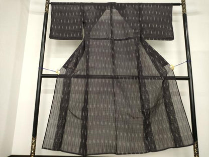 平和屋着物＊夏物　紗紬　変わり縞　正絹　逸品　AABG9680ck