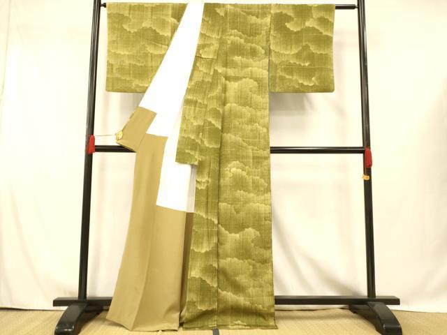 平和屋着物■上質な小紋 雲取り霞文 暈し染め 正絹 逸品 AABG9686fw