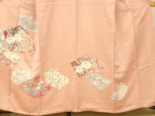 平和屋着物■訪問着 更紗花蝶文 正絹 逸品 AABG9689fw