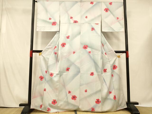 平和屋着物■上質な小紋 霞舞花文 暈し染め 正絹 逸品 未使用 AABG9690fw