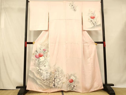 平和屋着物■訪問着 手描き 草花文 暈し染め 正絹 逸品 AABG9694fw