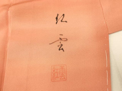 平和屋着物■上質な小紋 作家物 紅雲 霞文 暈し染め 正絹 逸品 未使用 AABG9704fw