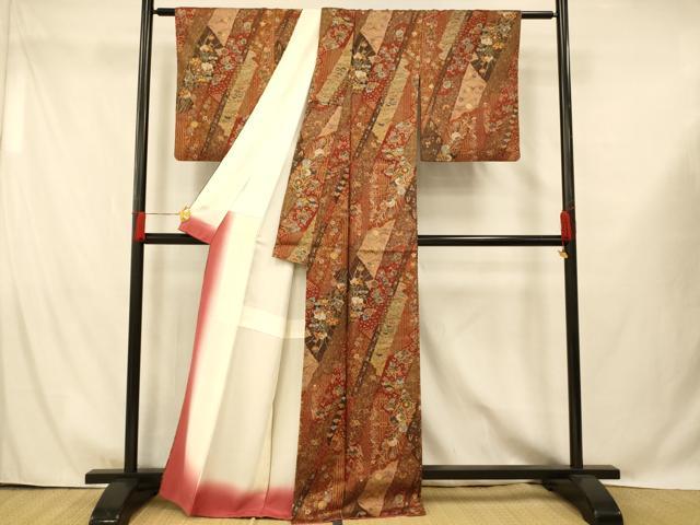 平和屋着物■上質な小紋 辻が花 金彩 正絹 逸品 AABG9705fw