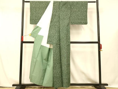 平和屋着物■上質な紬　花唐草文　正絹　逸品　AABG9707fw