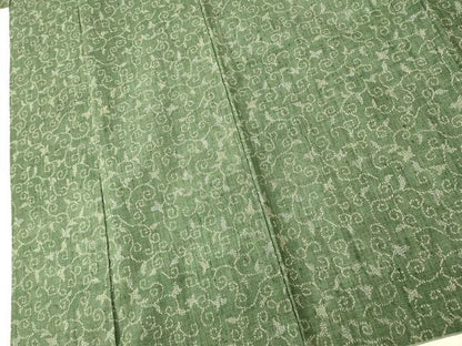 平和屋着物■上質な紬　花唐草文　正絹　逸品　AABG9707fw
