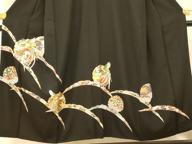 平和屋着物■豪華黒留袖　駒刺繍　雪輪鳳凰草花文　金銀彩　やまと誂製　正絹　逸品　AABG9708fw