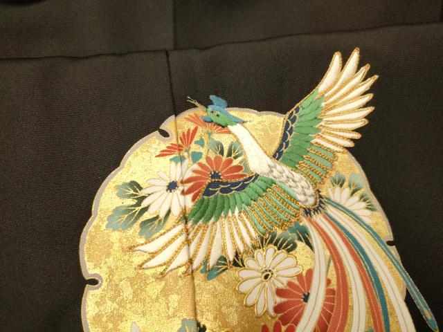 平和屋着物■豪華黒留袖　駒刺繍　雪輪鳳凰草花文　金銀彩　やまと誂製　正絹　逸品　AABG9708fw