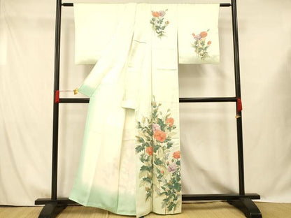 平和屋着物■訪問着 草花文 正絹 逸品 AABG9710fw