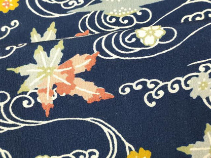平和屋着物■上質な小紋 流水楓花文 正絹 逸品 AABG9711fw