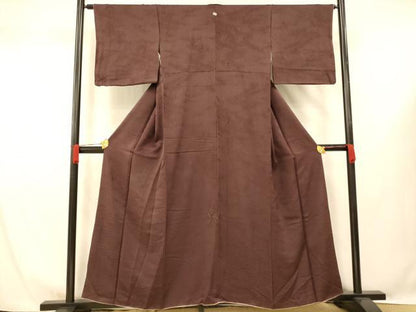 平和屋着物■上質な色無地 大小あられ地紋 紫鳶色 正絹 逸品 AABG9713fw