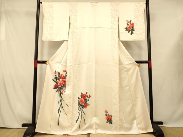 平和屋着物■訪問着　作家物　手描き　草花間道　金彩　正絹　逸品　AABG9717fw