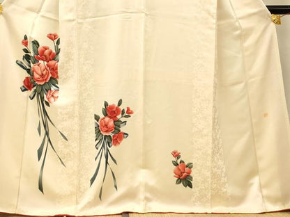 平和屋着物■訪問着　作家物　手描き　草花間道　金彩　正絹　逸品　AABG9717fw