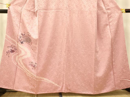 平和屋着物■訪問着 絞り 地紙草花文 金彩 正絹 逸品 AABG9718fw