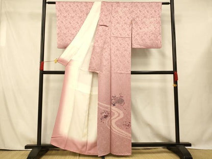 平和屋着物■訪問着 絞り 地紙草花文 金彩 正絹 逸品 AABG9718fw
