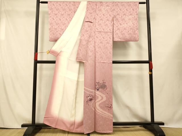 平和屋着物■訪問着 絞り 地紙草花文 金彩 正絹 逸品 AABG9718fw