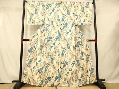 平和屋着物■上質な小紋 短冊草花文 正絹 逸品 AABG9725fw