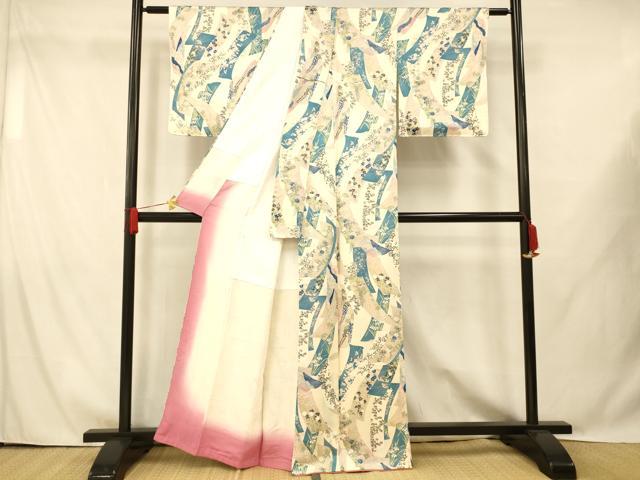 平和屋着物■上質な小紋 短冊草花文 正絹 逸品 AABG9725fw