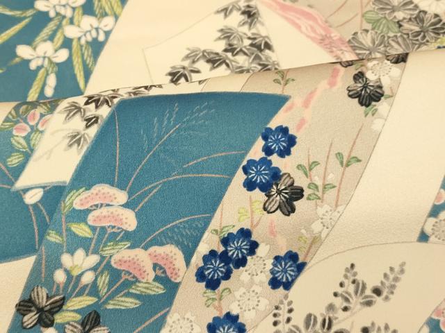 平和屋着物■上質な小紋 短冊草花文 正絹 逸品 AABG9725fw