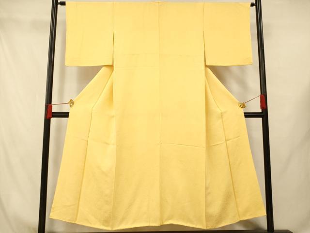 平和屋着物■上質な色無地 流水地紋 黄支子色 正絹 逸品 AABG9728fw