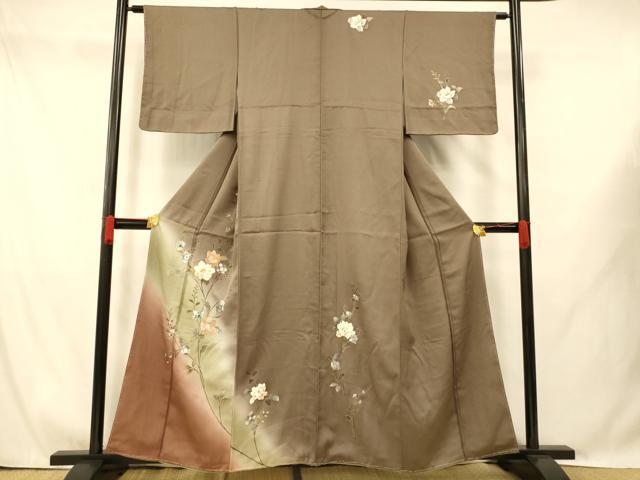 平和屋着物■訪問着 更紗花文 暈し染め 金銀彩 正絹 逸品 未使用 AABG9732fw