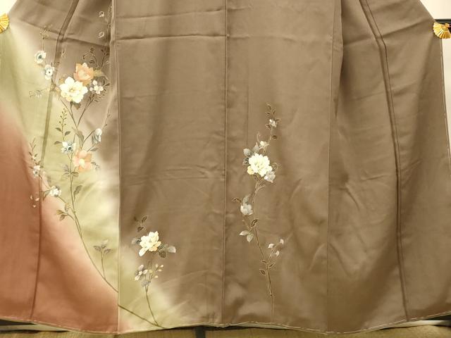 平和屋着物■訪問着 更紗花文 暈し染め 金銀彩 正絹 逸品 未使用 AABG9732fw