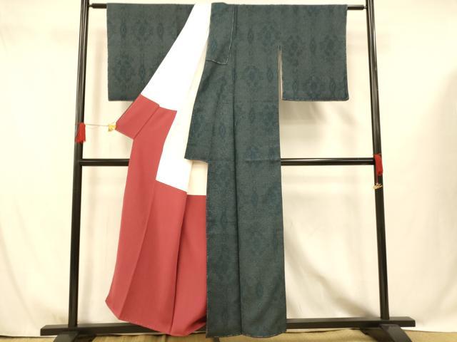 平和屋着物■上質な紬　花菱文　正絹　逸品　未使用　AABG9741fw