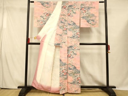 平和屋着物■上質な小紋 枝花風景文 金彩 正絹 逸品 未使用 AABG9743fw