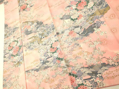 平和屋着物■上質な小紋 枝花風景文 金彩 正絹 逸品 未使用 AABG9743fw