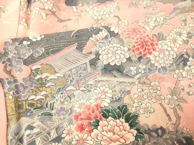 平和屋着物■上質な小紋 枝花風景文 金彩 正絹 逸品 未使用 AABG9743fw