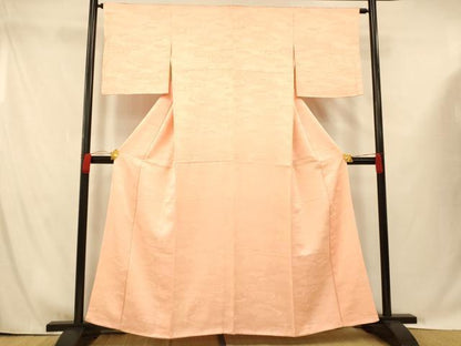 平和屋着物■上質な色無地 吉祥雲取り地紋 一斤染色 正絹 逸品 AABG9744fw