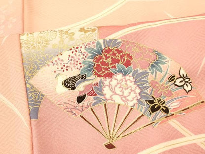 平和屋着物■上質な小紋 草花扇子文 暈し染め 金彩 正絹 逸品 AABG9745fw
