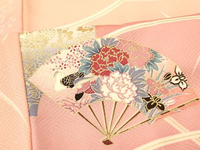 平和屋着物■上質な小紋 草花扇子文 暈し染め 金彩 正絹 逸品 AABG9745fw