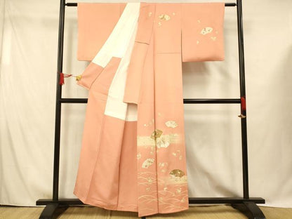 平和屋着物■訪問着 地紙草花文 暈し染め 金彩 正絹 逸品 AABG9752fw