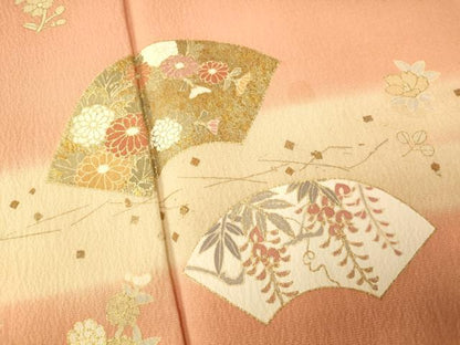 平和屋着物■訪問着 地紙草花文 暈し染め 金彩 正絹 逸品 AABG9752fw