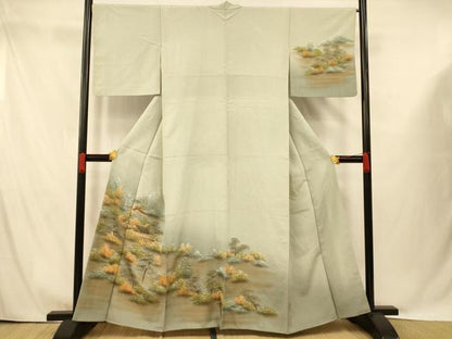 平和屋着物■訪問着 手描き 風景文 暈し染め 金彩 正絹 逸品 AABG9753fw