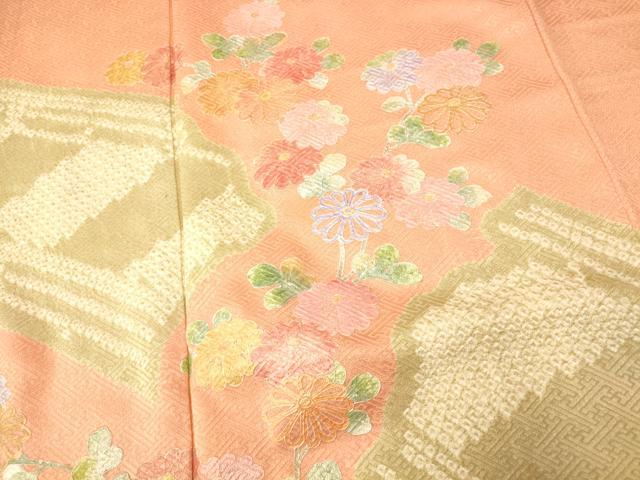 平和屋着物■訪問着 絞り 枝花渡橋文 銀彩 正絹 逸品 AABG9755fw