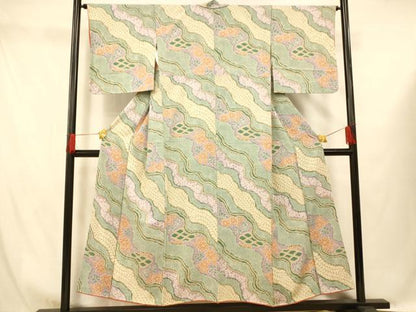 平和屋着物■上質な小紋 道長草花文 正絹 逸品 AABG9757fw
