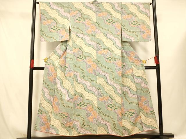 平和屋着物■上質な小紋 道長草花文 正絹 逸品 AABG9757fw