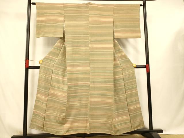 平和屋着物■上質な小紋 作家物 横段文 正絹 逸品 AABG9762fw