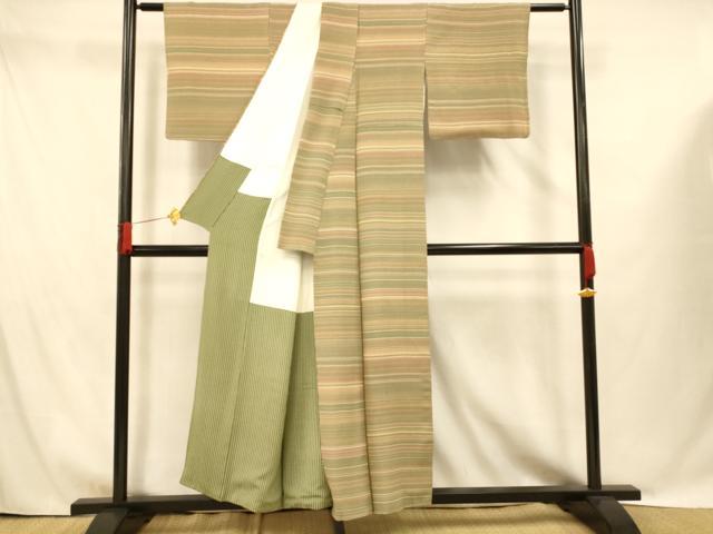 平和屋着物■上質な小紋 作家物 横段文 正絹 逸品 AABG9762fw