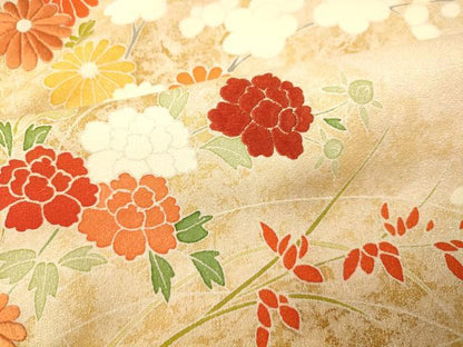 平和屋着物■訪問着　刺繍　草花霞文　正絹　逸品　AABG9764fw